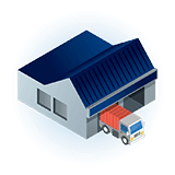 warehouse depot with truck clip art icon