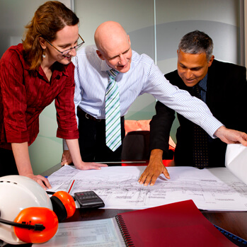 port of melbourne staff members working on analysing engineering plans